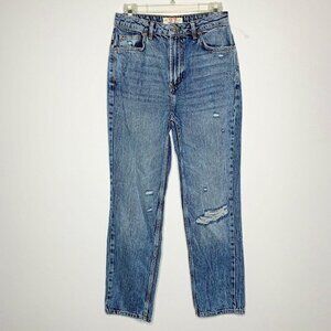WE THE FREE Jeans Women 27 Dakota Straight Leg High Rise Distressed‎ NWOT